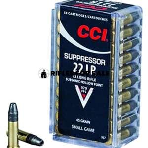 CCI 22LR Suppressor 22 LR 45gr, Lead Hollow Point, 50rd Box